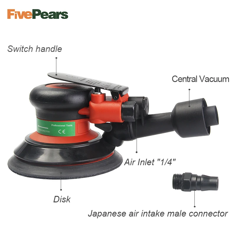  Fivepears low noise Air Random Orbital Sander lightweight Machine 5 Inch Circle Round Pad air Sande