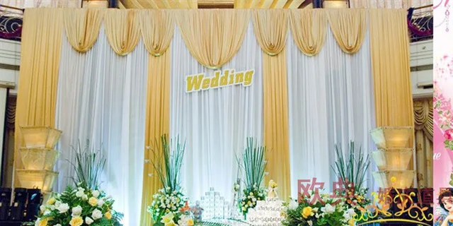 

3x6m Gold Wedding Backdrop for Wedding Decoration Wedding Drape and Curtain with Detachable Swag,Wedding Backdrop