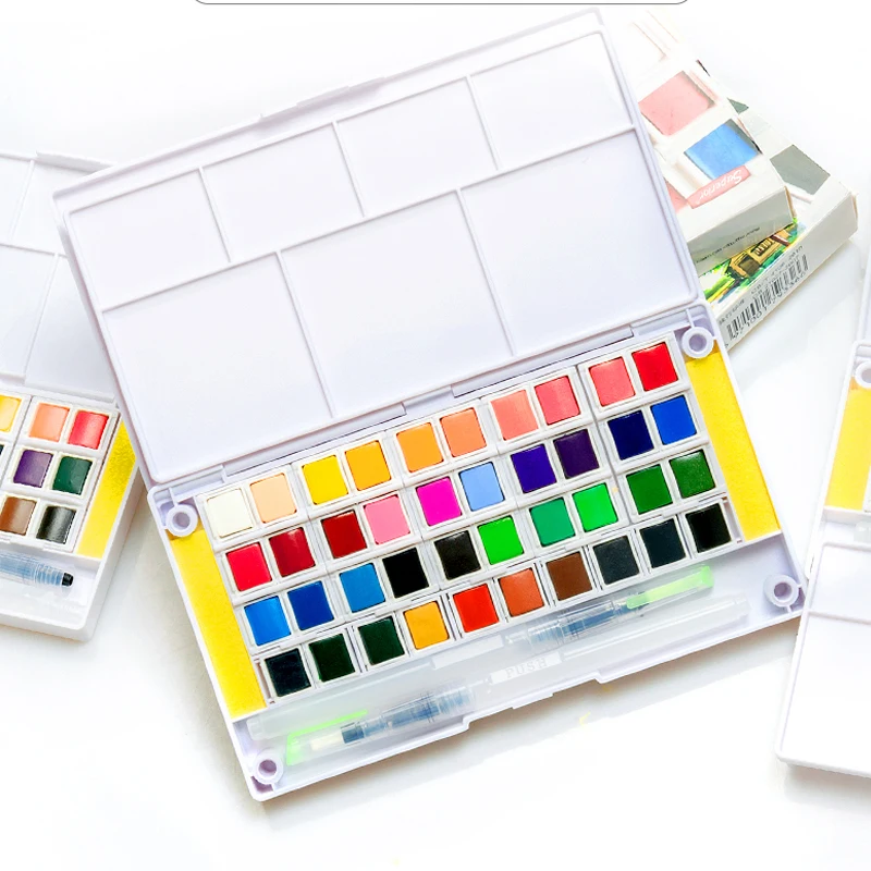 

Superior 12/18/24/30/36/40/48Color Solid Watercolor Paint Set for Artist Drawing Painting Watercolor Pigment Art Supplies