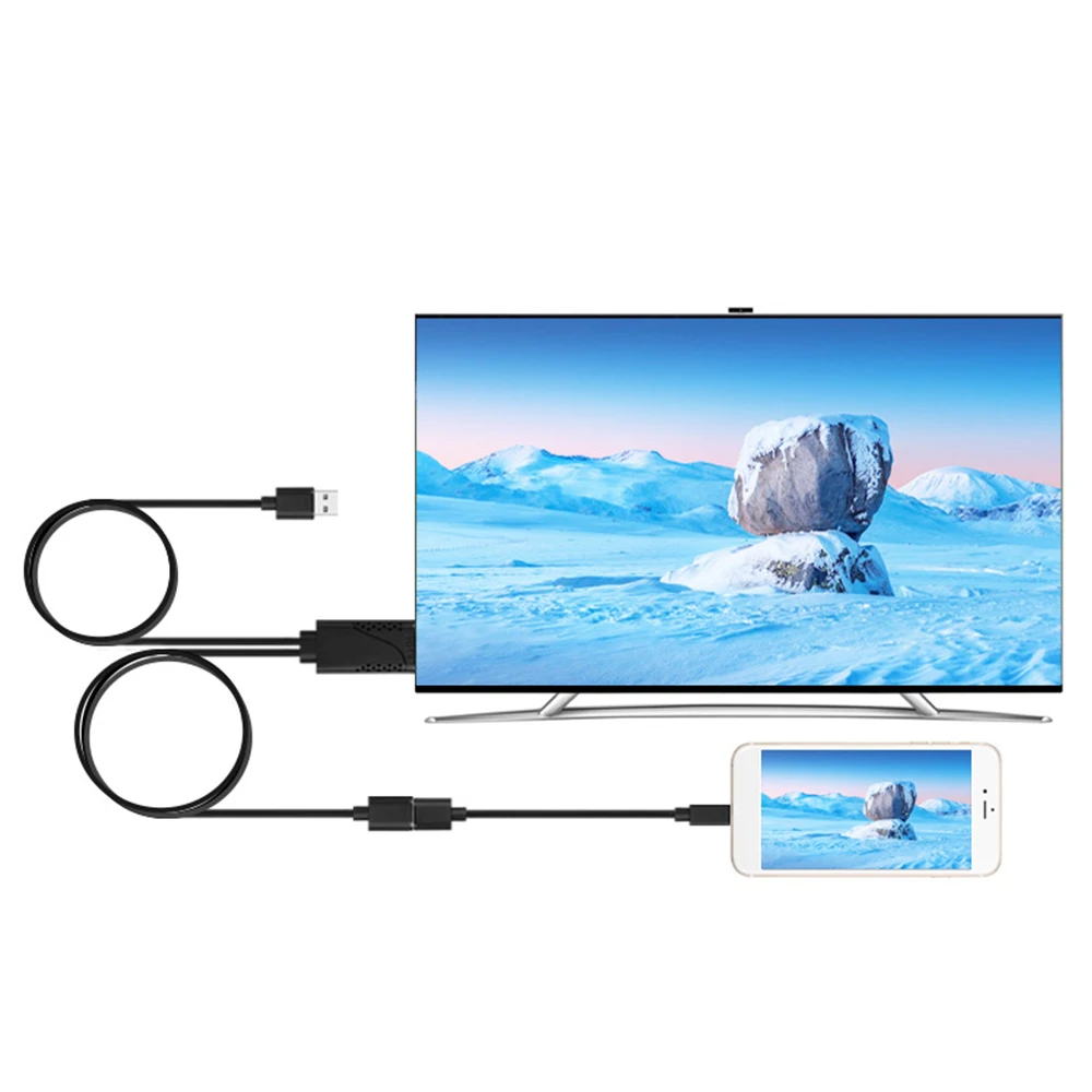 Цифровой AV ТВ кабель 1080P HDMI к USB Женский/мужской адаптер охлаждающее отверстие для HD tv подключение зеркального литья к iOS Android телефонный провод