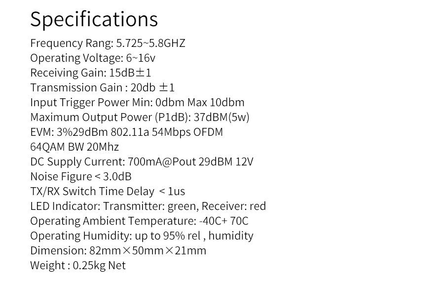 5 Вт 802.11a/an Amplificador Wifi усилитель 5,8 ГГц усилитель Repetidor Wifi усилитель сигнала ретранслятор Беспроводной широкополосный