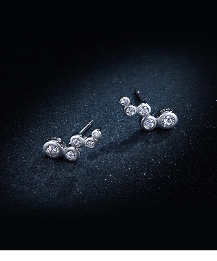 WOSTU дизайн подлинные 925 пробы серебряные серьги простые 5 круг CZ серьги-гвоздики для женщин модные ювелирные изделия CTE235