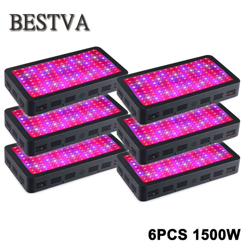 

6PCS BESTVA Black 1500W Double chips Full Spectrum High Yield LED Grow Light For Indoor plants Hydroponics grow system
