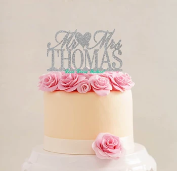 

Glitter Wedding Cake Topper - Mr & Mrs sign Cake Topper - Last Name Cake Topper Personalized Glitter Mr and Mrs Wedding Cake