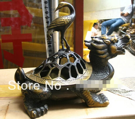 

0 Collectibles Smoked censer good luck totem Turtle Crane Long-lived bronze statue