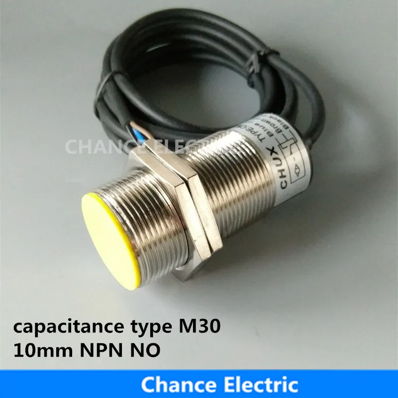 Adjustable distance capacitive proximity sensor M30 detect 10mm npn NO