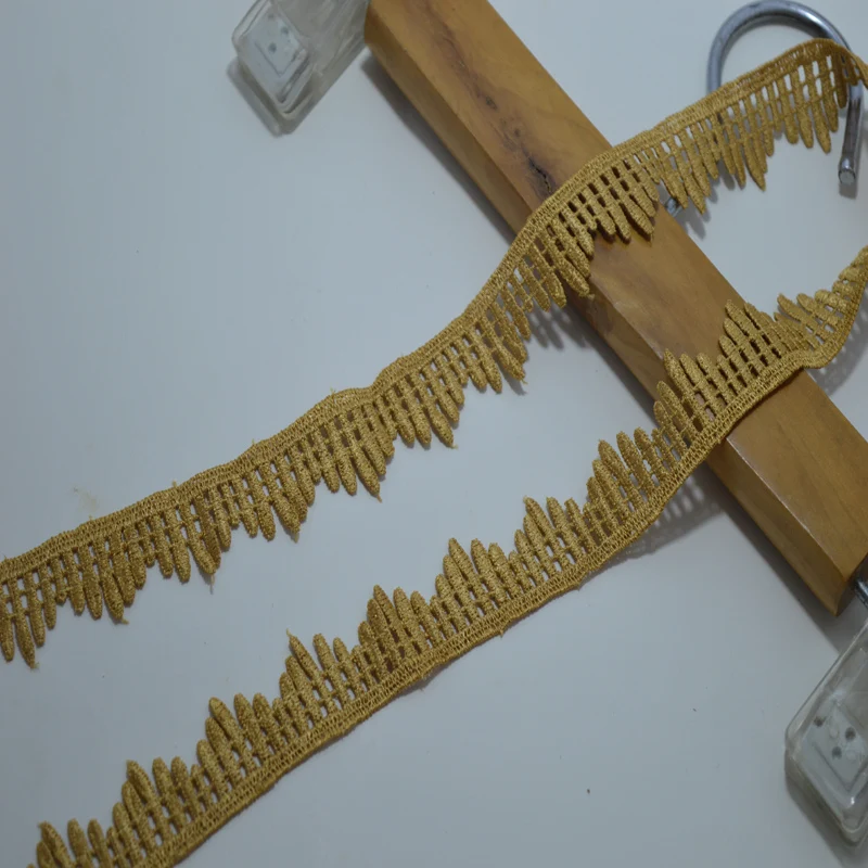 10 meter/lot 2.5cm 0.98" width gold fabric embroidered tapes lace trim