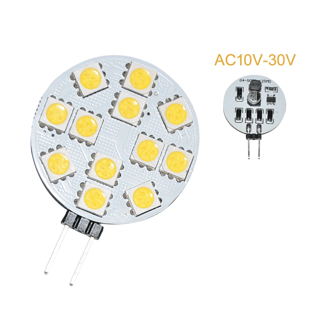 JYL 2 шт G4 12 5050-светодиодный 12V 24V AC DC 2W Морской шкаф Точечный светильник для яхты RV 180LM белый теплый белый