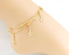 Gold Anklet Rhinestone Star Charm Leg Bracelet Foot Jewelry Ankle Bracelets Women Enkelbandje Tornozeleira Pulseras Tobilleras