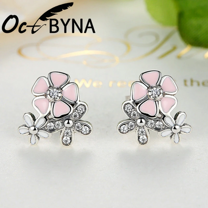 OCTBYNA Small Unique Silver Plated Poetic Daisy Cherry Blossom Pandora