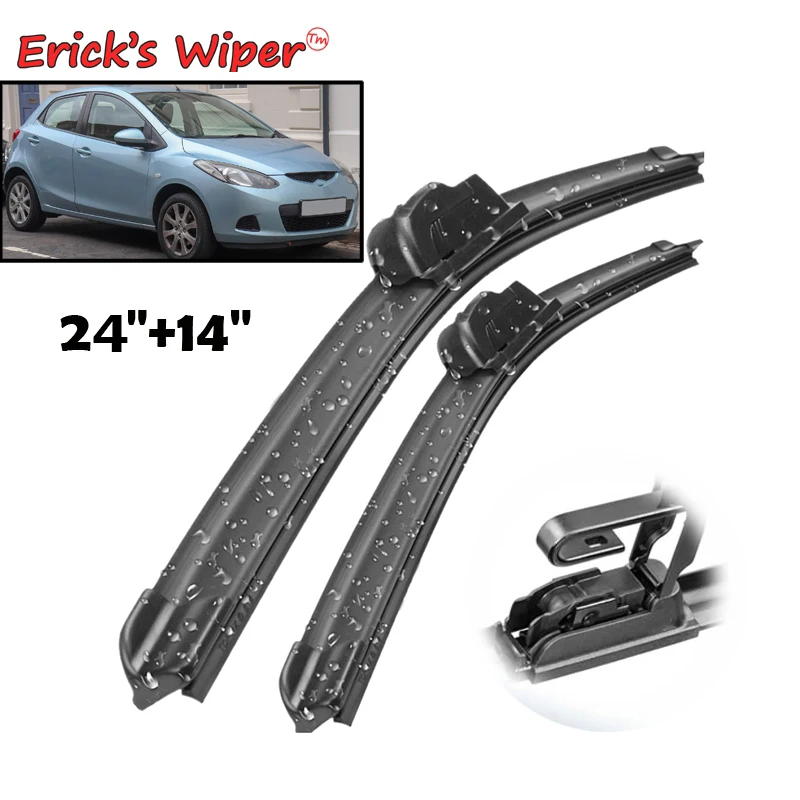Erick's 와이퍼 LHD 전면 와이퍼 블레이드, Mazda 2 / Demio 2007 - 2014 윈드실드 윈드스크린 윈도우 레인 브러시, 24 인치 + 14 인치