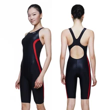 NSA соревнования черный длиной до колена женские тренировочные и Гоночные Купальники Цельный Водонепроницаемый купальник