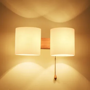 

BOKT Modern Nordic Solid Wood LED Wall Lamp Bedside Night Light Bedroom Living Room Aisle Sconce Light Fixture Wall Decor Art