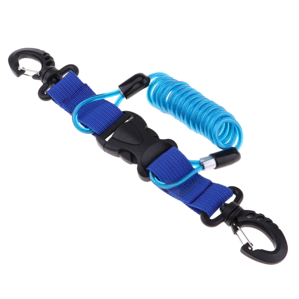 Stainless Steel Scuba Diving Lanyard  Spring Coiled Lanyard with Quick Release Buckle for Underwater Cameras Lights Torch 