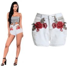 Сексуальные джинсы средней талии плюс размер женские обтягивающие летние шорты с рисунком для женщин джинсы Карманы вышивка джинсовые шорты