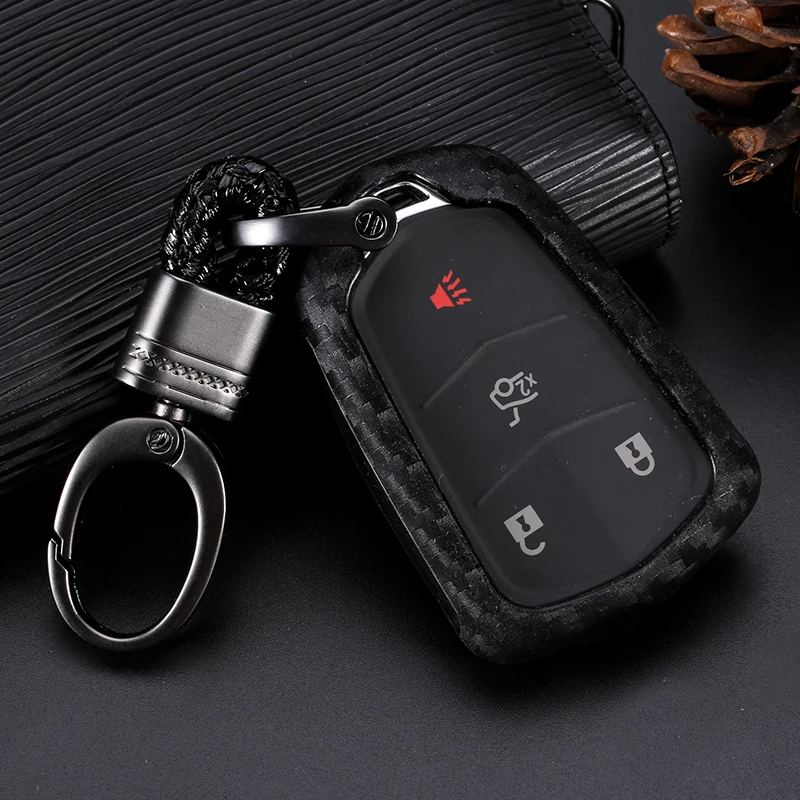 

1pcs Carbon Fiber Protection Button 3 4 5 Key Cover Car Styling Case For Cadillac XT5 XTS ATS CT6 CTS ATS 28TA Auto Accessories