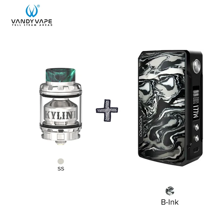 voopo177w 2 Коробка мод с Vandy vape Kylin V2 RTA Tank VS Vaper Vs DRAG 157 Вт мини набор электронных сигарет - Цвет: SS with Ink