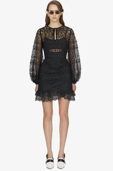 

New Style 2019 Summer Mini Dress Elegant Sexy Celebrity Full Lace Women Hollow Out Fashion High Quality Dresses Wholesale
