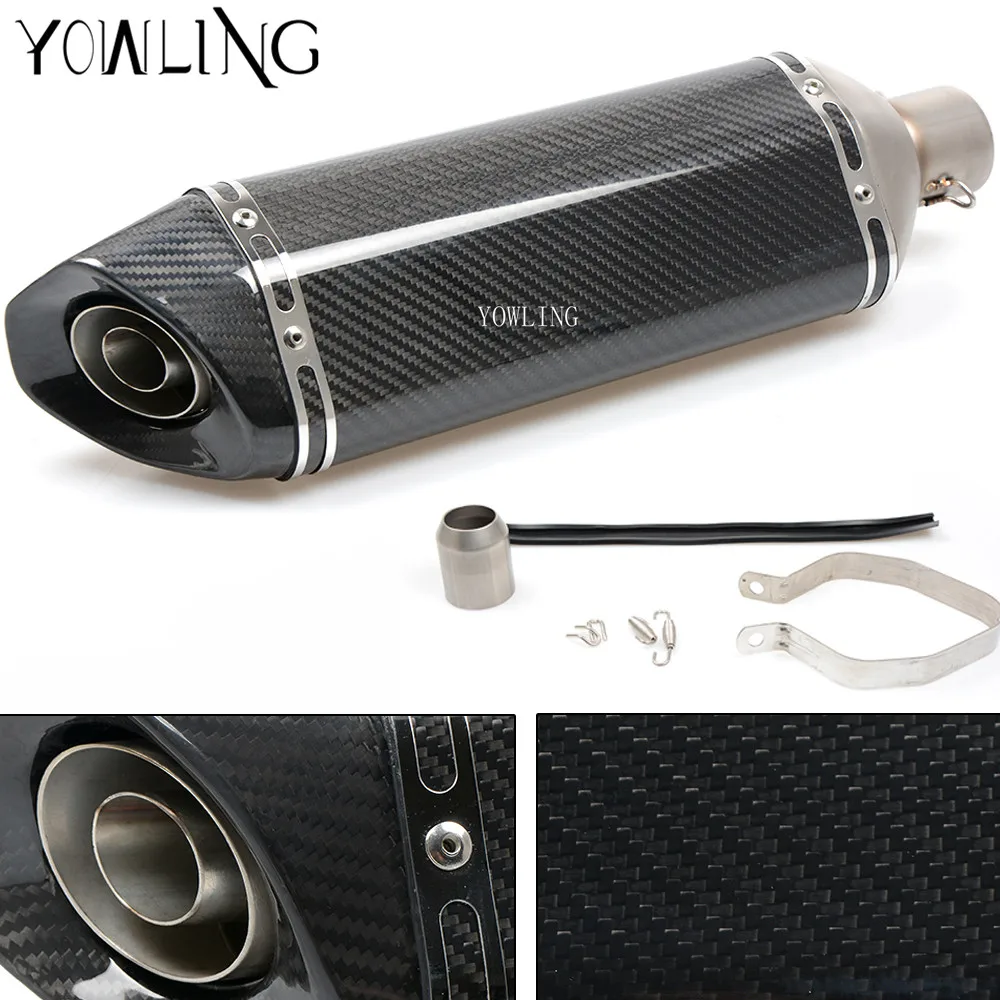 Motorcycle Real Carbon Fiber Exhaust Muffler Pipe Escape DB Killer For Yamaha FZ07 MT07 FZ-07 MT-07 FZ 07 MT 07 MT-09 2013-2017