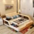 De cuero moderno queen size marco de la cama con almacenamiento