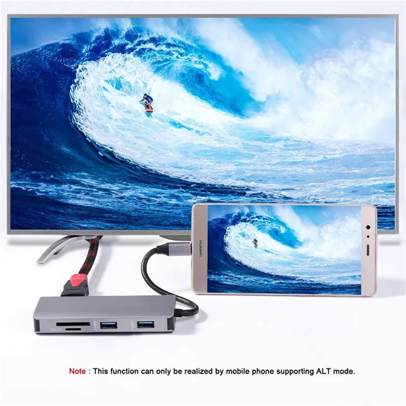 9 в 1 Type C концентратор адаптер USB к HDMI 2 USB3.0 Micro SD/TF кардридер с PD дропшиппинг| |