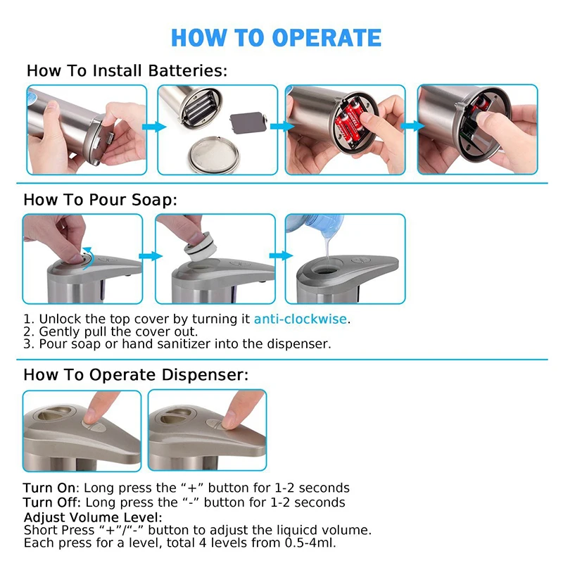 Quyanre Automatic ABS Electroplate Soap Dispenser Built-in infrared Sensor Infrared Handfree Sanitizer Soap Dispenser3