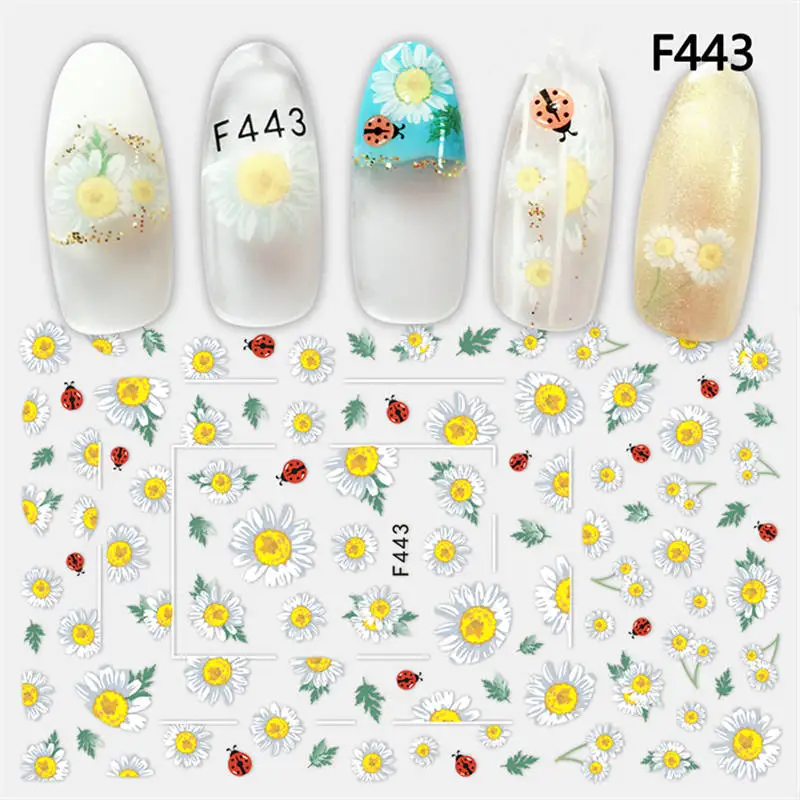 

ZKO 1 Sheet 3D Embossed Nail Sticker Flower Adhesive DIY Manicure Slider Nail Art Tips Decorations Decals