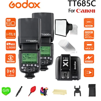 

2x Godox TT685C 2.4G Wireless X system HSS TTL Sync Flash Speedlite + X1T-C + 15*17cm softbox For Canon 1100D 1000D 70D 650D 7D