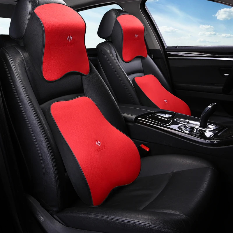 

KKYSYELVA Memory Foam Lumbar Support Cushion For Car And Headrest Neck Pillow Kit Interior Accessories