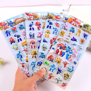 

4pcs /set Super Wings Stickers for Kids Home Decor on Laptop Cute Car Sticker Decal Fridge Doodle Toys Super Wings 3D Stickers