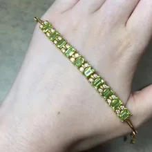 Натуральный Зеленый Перидот камень браслет Природный оливин браслет 925 серебряный браслет элегантной роскоши квадратных ряд женский Fine Jewelry