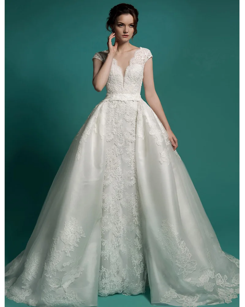 Sexy Detachable Skirt zuhair murad Wedding Dresses Lace vestido de