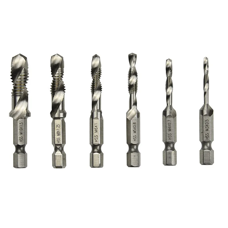 

6pc/set Hand Tap Hex Shank HSS Screw Spiral Point Thread Metric Plug Drill Bits M3 M4 M5 M6 M8 M10 Hand Tools Hot