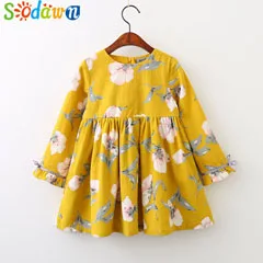 Sodawn/весенне-Осенняя детская одежда в европейском и американском стиле; дизайнерское платье в клетку; Одежда для девочек; модное платье для маленьких девочек