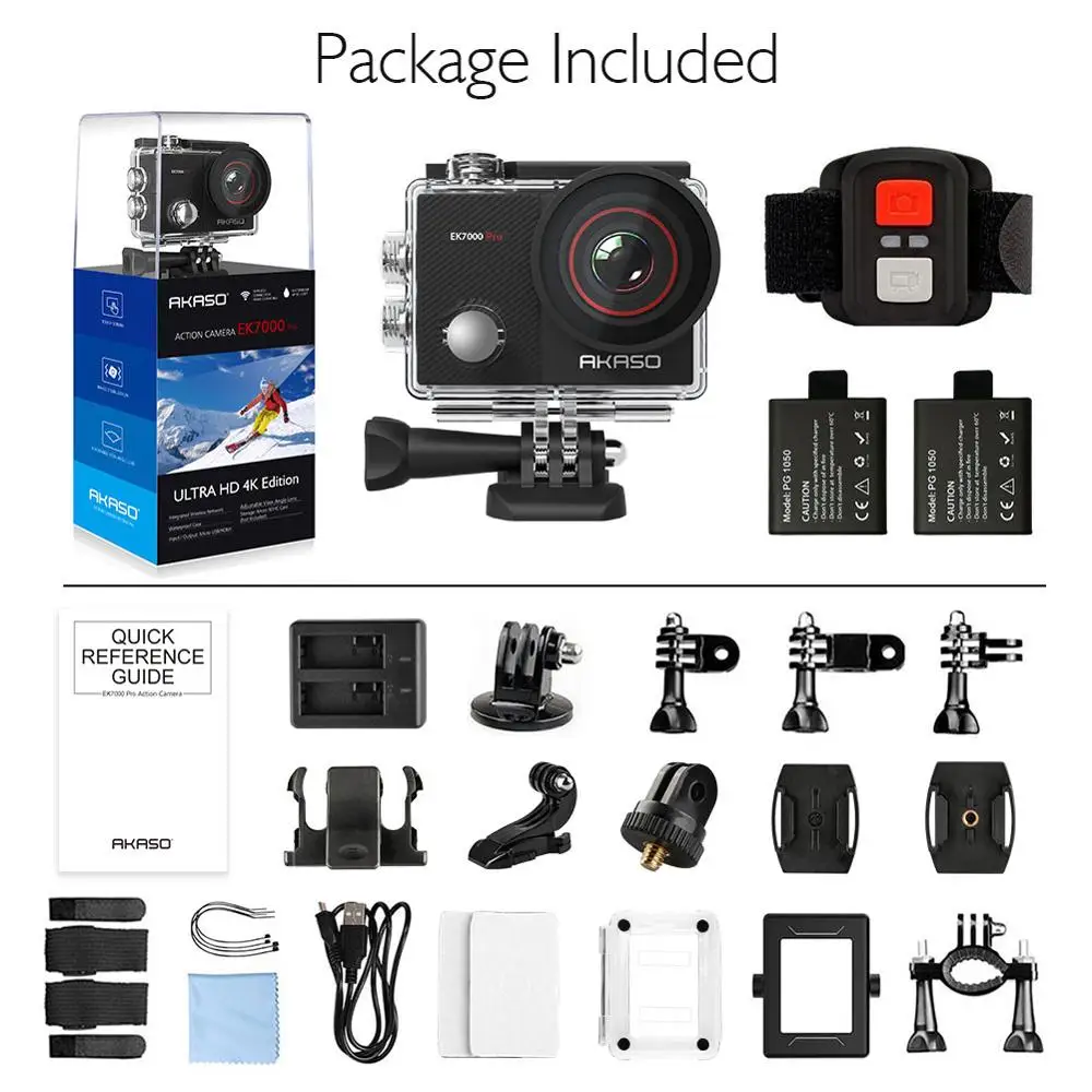AKASO go EK7000 Pro 4K Экшн камера с сенсорным экраном Спортивная EIS регулируемый угол