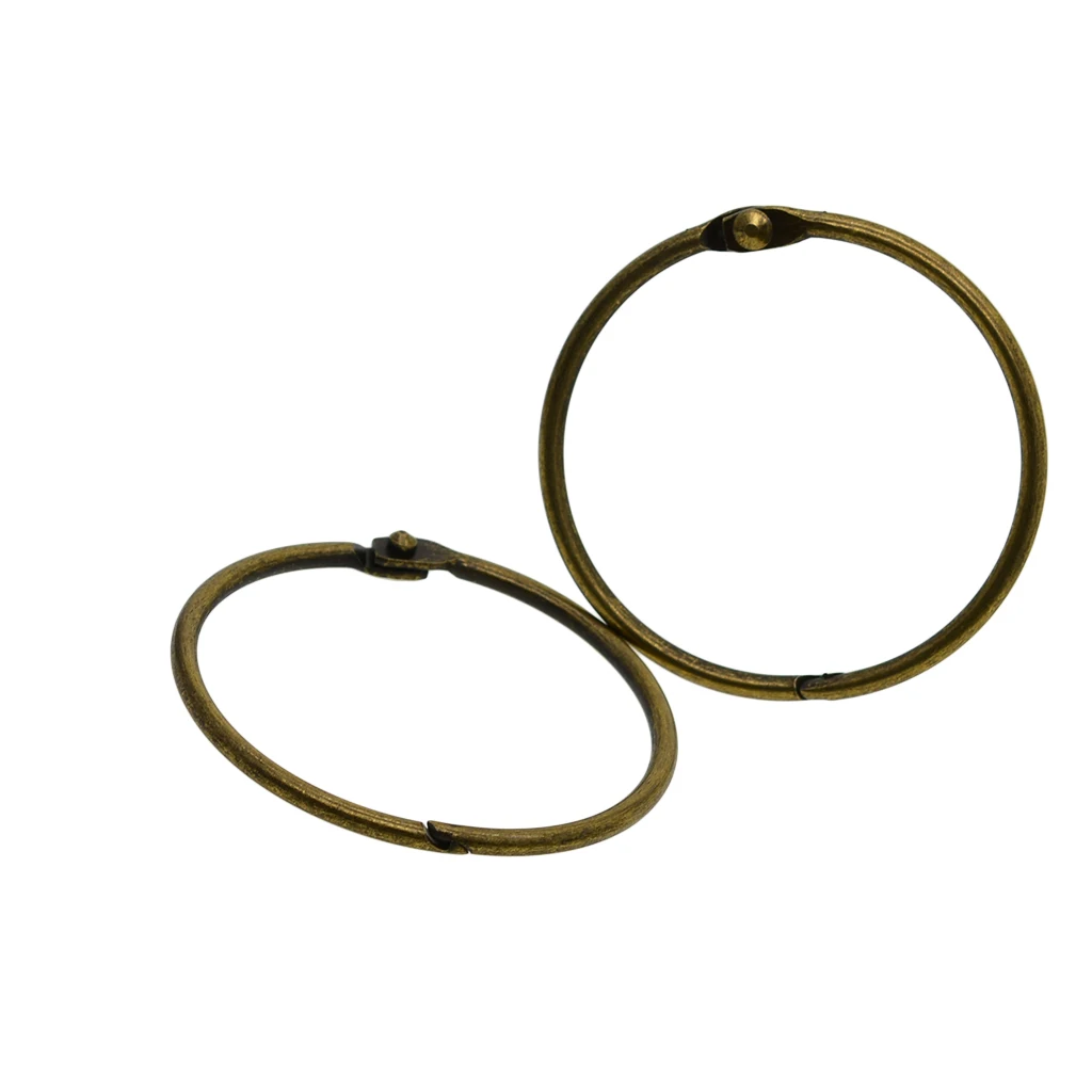10 Pieces Round Shape Metal Paper Photo Album Book Loose Leaf Hinged Binder Ring Key Ring Keychain DIY Craft, Diameter 73mm