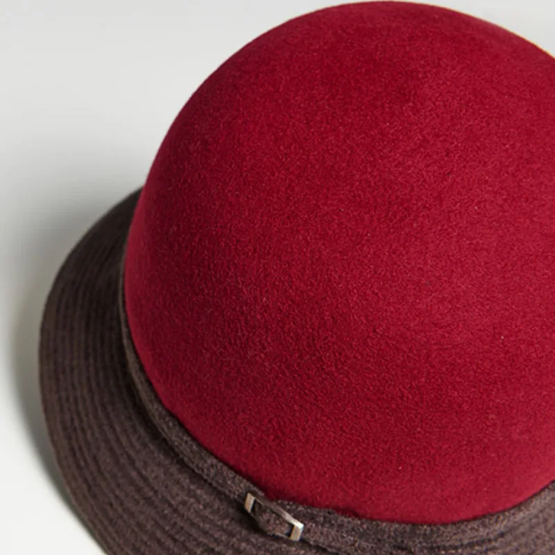 Women 100/% Wool Floppy Felt Fedora Bowler Hat Ladies Cloche Hat Vintage Church Dresses Cap with Belt