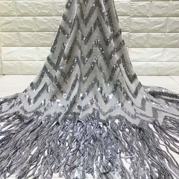 

NEW African Lace Fabric, French Sequins Net Lace Noble Gold Sequins Fabric High Quality African Silver Tulle Sequins Lace Fabric