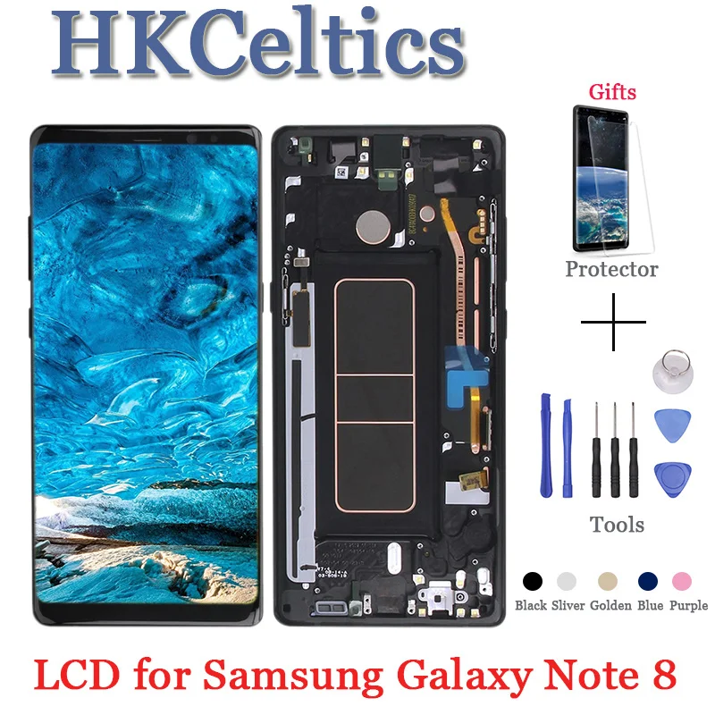 

6.3" Original AMOLED LCD Display For SAMSUNG Galaxy NOTE8 N9500 N9500F LCD Display +Touch Screen Replacement Parts with Frame