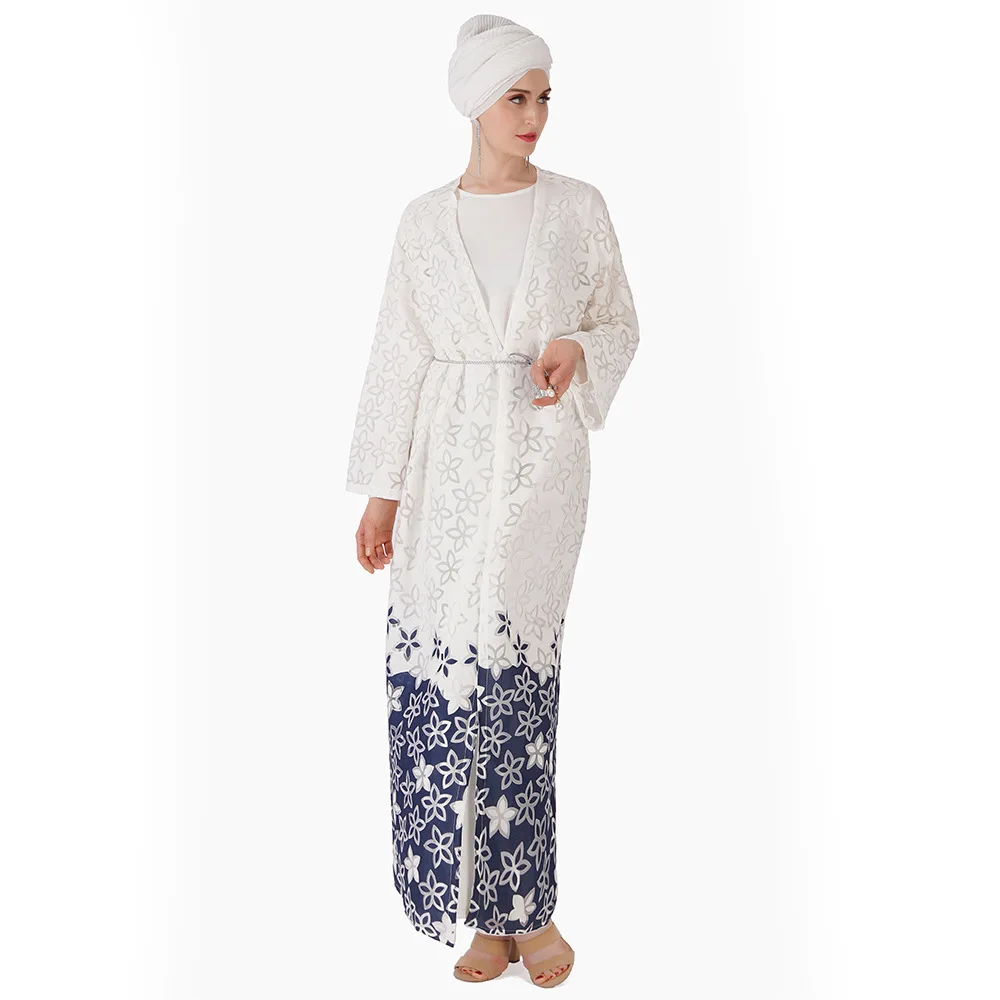 Роскошные мусульманское длинное платье для девочки выдалбливают кардиган «абайя» Летняя туника кимоно длинные халаты Jubah Ближний Восток