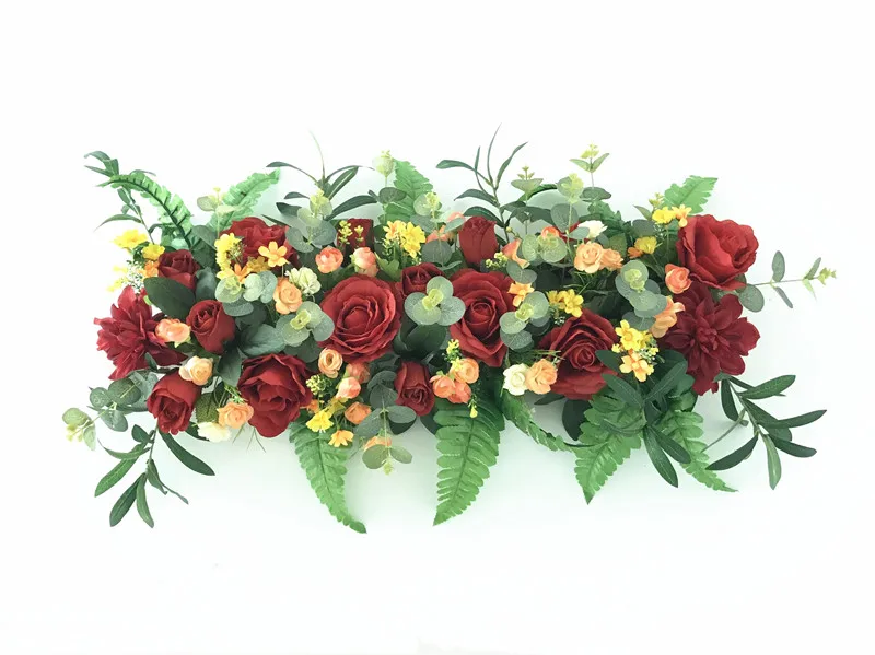 Flone Artificial Flower Row Luxurious Wedding Decor Rose Flower Row Silk Road Cited Flowers Arched DIY Background Flower Wall (2)