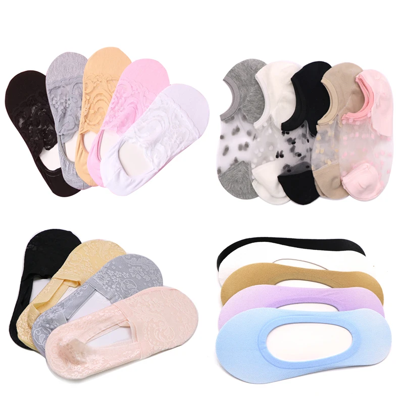 

1/3/4/5pair Women Girls Sock Slippers Ladies Invisible Socks Female Ladies Shallow Mouth No Show Socks Boat Socks Summer Styles