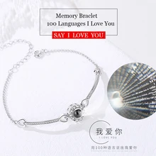 Новое поступление 100 языков кулон проекции памяти S925 Стерлинговый Шарм серебряный браслет ювелирные изделия дропшиппинг
