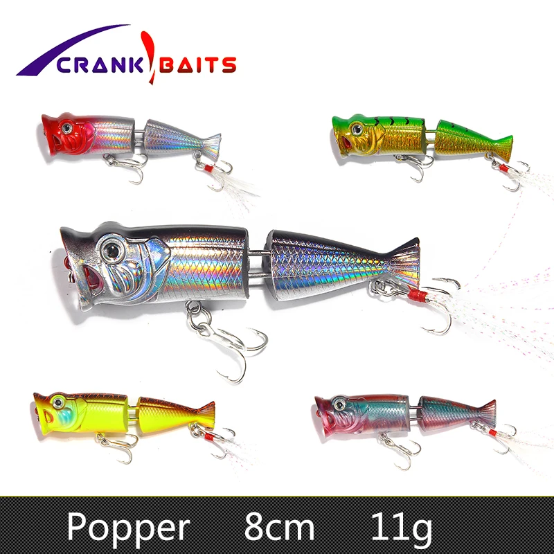 

CRANK BAITS topwater Popper artificial Hot Model Fishing Lures Hard Bait 7 colors Popper 80mm 11g Floating baits Wobblers YB3