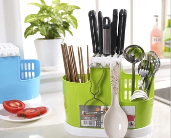 

New Fashion Multifunction PP Knife Holder Three Grid Chopsticks Spoon Storage holder Kitchen Accessories Free Shipping