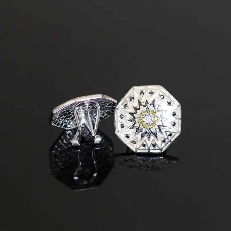 

S925 silver silver wholesale handmade shell female ear clip polygon
