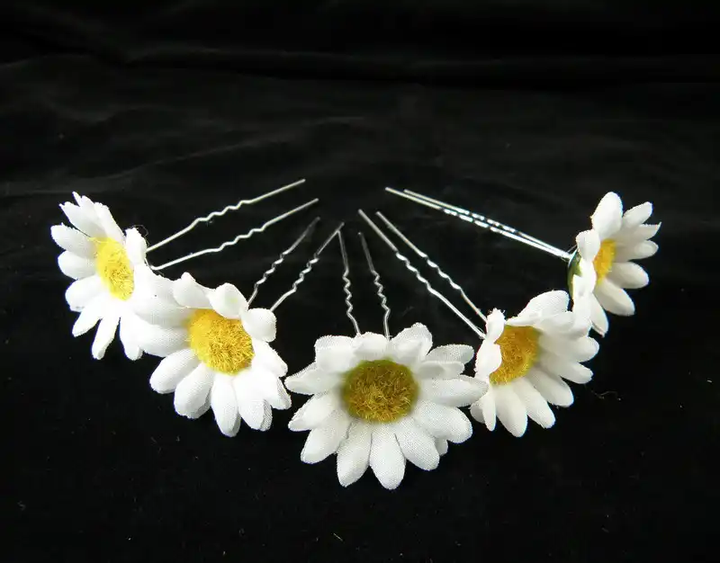 6pcs Women Daisy Flower Hair Sticks Wedding Bridal Hair Pins Hair