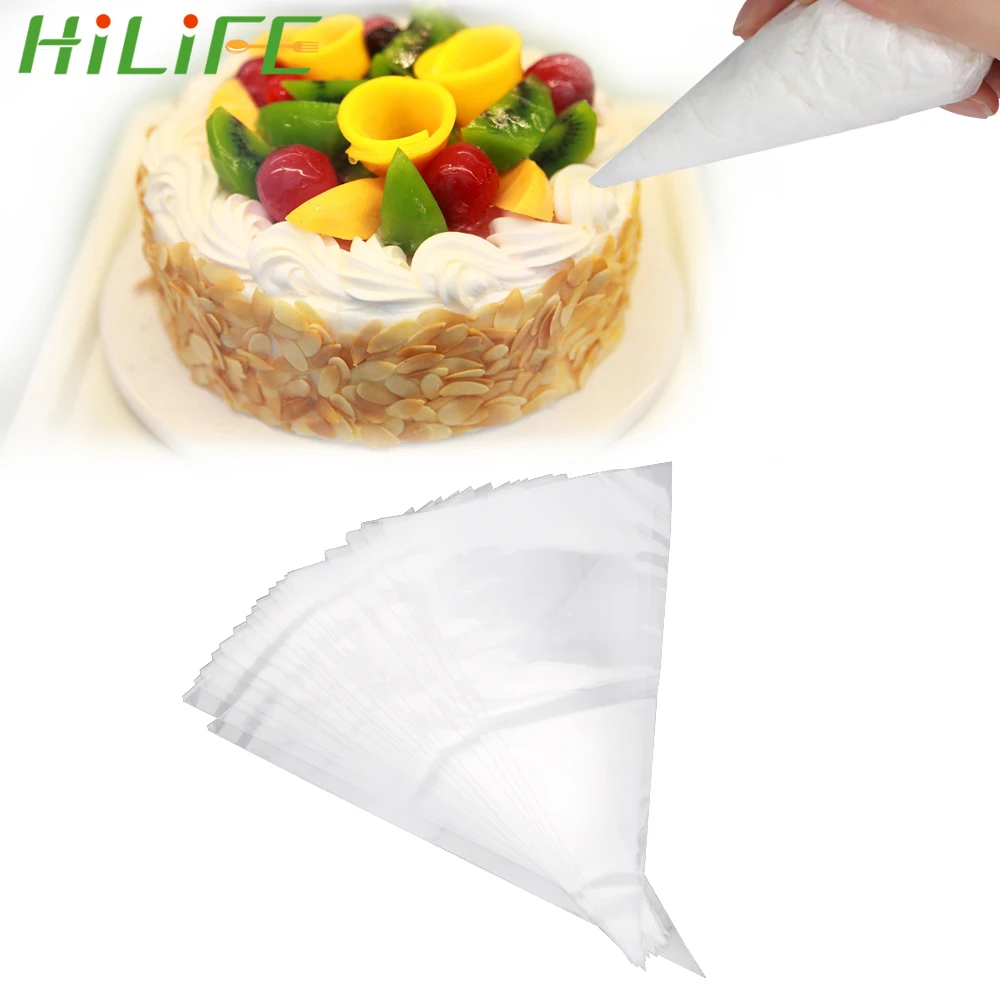 HILIFE 50pcs Fondant Cake Cream Bag Disposable Pastry Bag Cake Tools Icing Piping Bags Cake Cupcake Decorating Tools