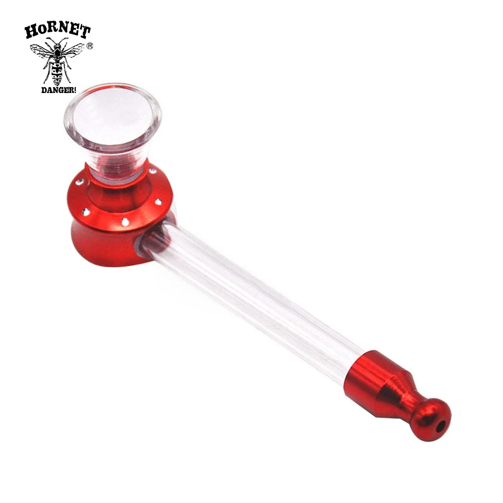 

HORNET Oil Burner Glass Smoking Pipe 14MM Removeable Metal Tobacco Herb Pipes Pyrex Glass Hand Spoon Pipe Accessories