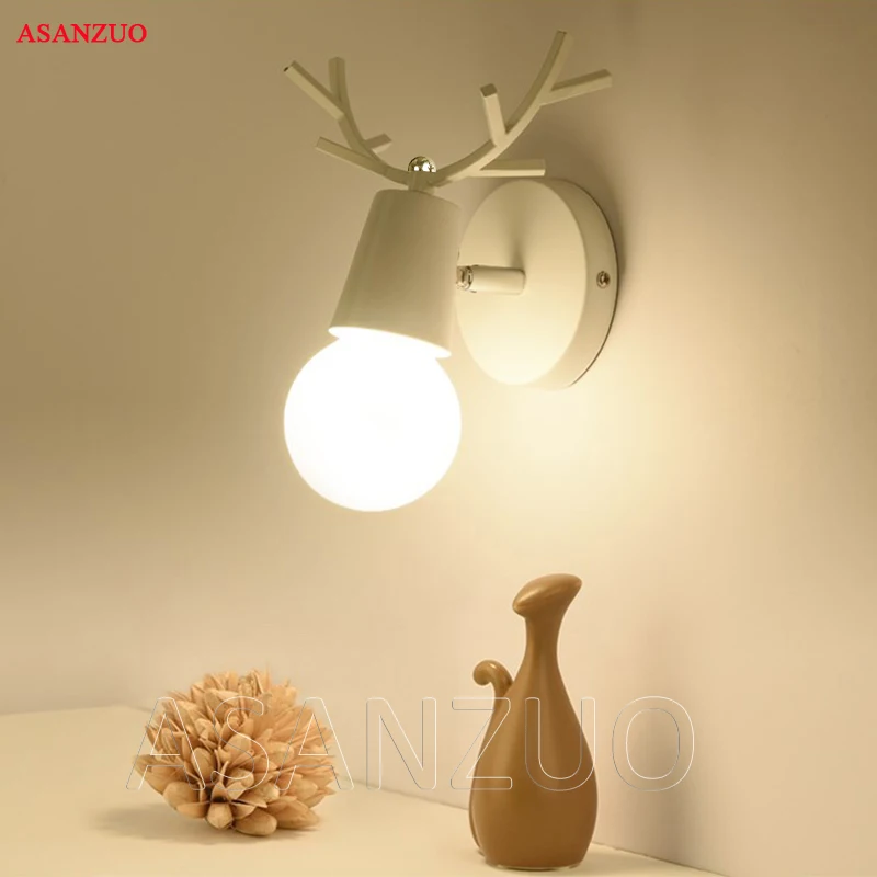  Nordic creative bedside wall lamp Simple staircase corridor hallway lamps Deer head bedroom living  - 32957269881